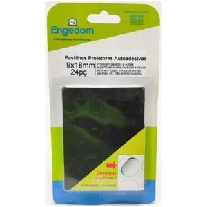 Pastilha Oval Pvc 9x18x3mm Preta Engedom