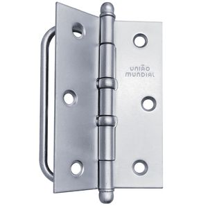Dobradiça Porta Camarão 3x1/2 Ferro Cromado Escovado Acetinado União Mundial