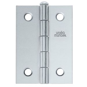 Dobradiça Aço Galvanizado 2'' Pino Reversivel Zinco Branco Com 3 Unidades União Mundial