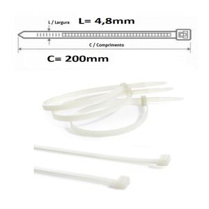 Abraçadeira 4.8x200mm Com 20 Unidades Branco Interneed