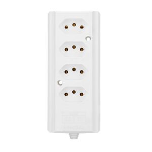 Tomada Barra Quadrupla Hércules P+T Branco Interneed