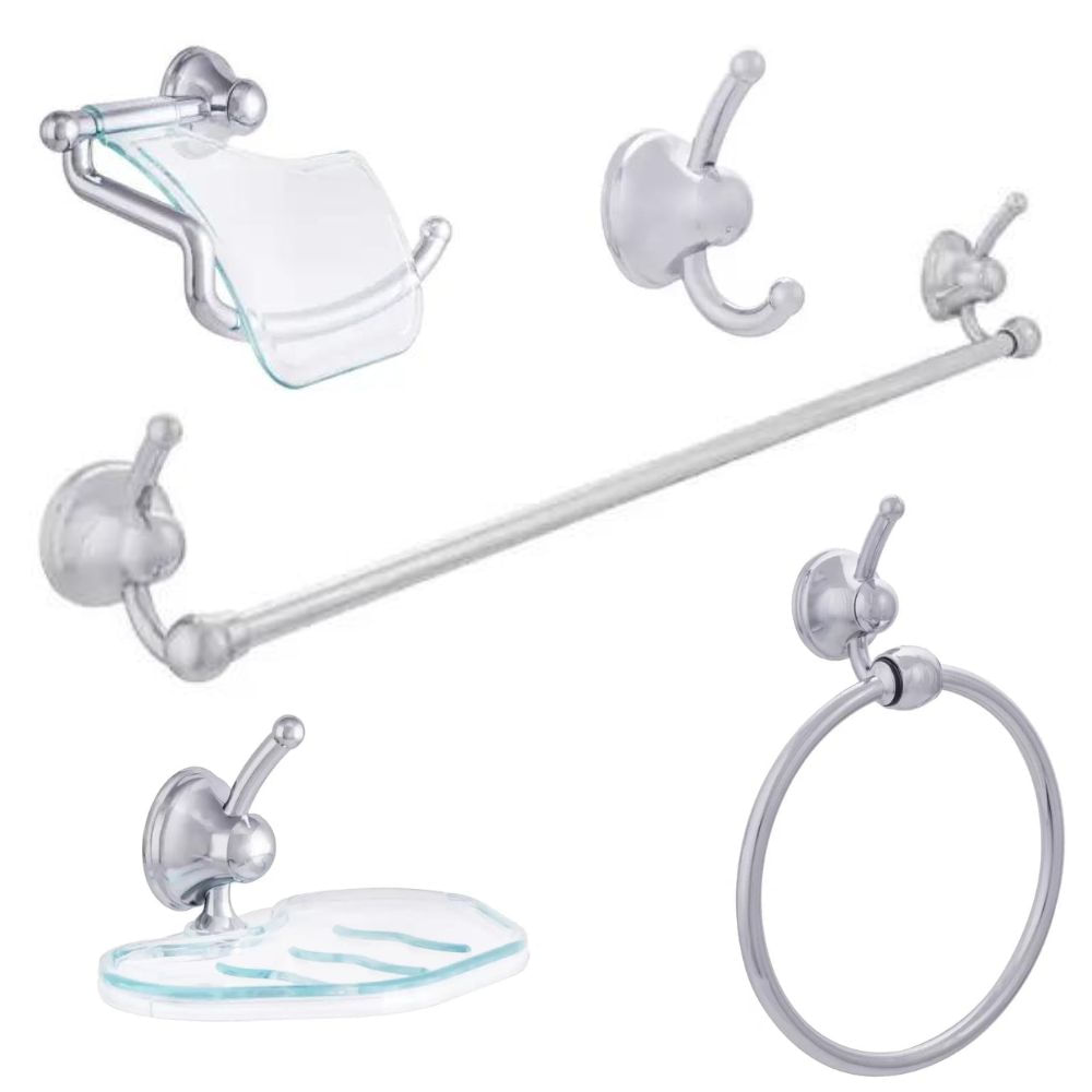 Kit Acessorios Ideale 5 Peças Cromado Verde Aquaplás - Joli