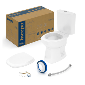 Combo Completo Bacia Com Caixa Acoplada Thema Branco Incepa Louças