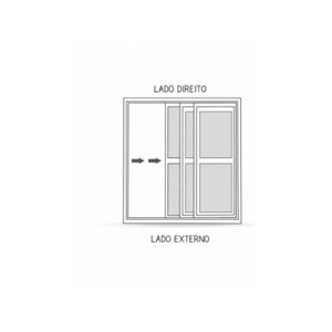 Porta Rio Bras Pronta De Correr Lateral Com Travessa 2 Folhas Móveis E 1 Folha Fixa 213x150 Direita Preta Ullian