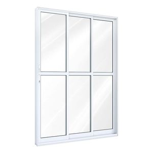 Porta Ideale Correr Lateral 3 Folhas Com Travessa 215x150 Esquerdo Branco Lucasa