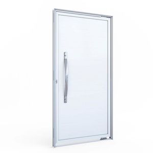 Porta Ideale Pivotante Lambri Sem Friso Com Puxador 215x105 Esquerda Branco Lucasa