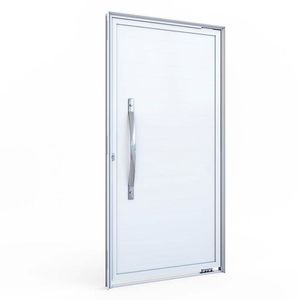 Porta Ideale Pivotante Lambri Sem Friso Com Puxador 215x105 Direita Branco Lucasa