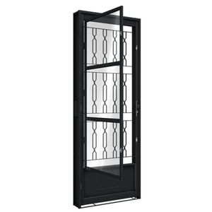 Porta Rbp Giro Com Postigo E Grade Mosaico 215x85 Esquerda Preta Riobras
