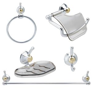 Kit Acessorios Ideale 5 Peças Cromado Com Dourado Fumê Aquaplás
