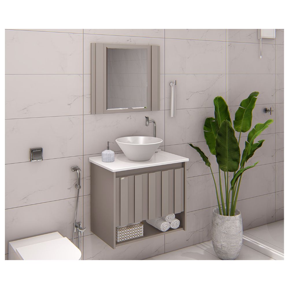 Kit Treviso 63cm Com Pia Louça Silea Gianduia Aj Rorato Joli