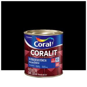 Esmalte Coralit Solvente Alto Brilho Preto 225ml Coral