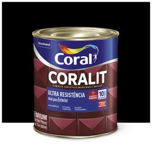 Esmalte Coralit Solvente Alto Brilho Preto 900ml Coral