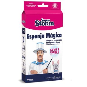 Esponja Mágica Super Storm Com 3 Unidades Pulvitec