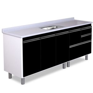 Gabinete Coliseu Madeira 195.1cm Texturizado Preto Aj Rorato