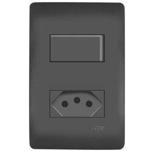 Conjunto Interruptor Habitat Simples + Tomada (2p+T) 20a/250v Black Fame