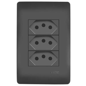 Conjunto 3 Tomadas Habitat (2p+T) 10a/250v Black Fame