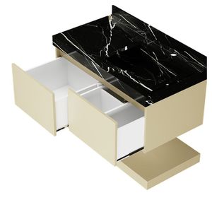 Toucador Montreal 80cm Com Tampo E Pratileira Capuccino Com Cuba Preta Darabas
