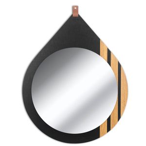 Espelheira Organi Gota 58x72cm Preto Fosco/Freijo Corso