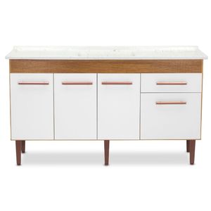 Gabinete Cozinha Valen 144cm Freijo/Branco Fosco Corso