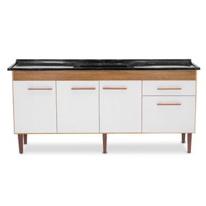 Gabinete Cozinha Valen 174cm Freijo/Branco Fosco Corso