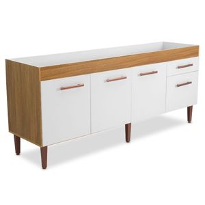 Gabinete Cozinha Valen 194cm Freijo/Branco Fosco Corso