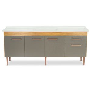 Gabinete Cozinha Valen 194cm Freijo/Cinza Fosco Corso