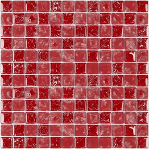 Pastilha De Vidro 30x30 Craquelada Vermelho Ic03  Glass Mosaic