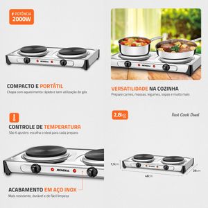 Fogão Eletrico Fast Cook Dual 220v (Fe-03) Mondial