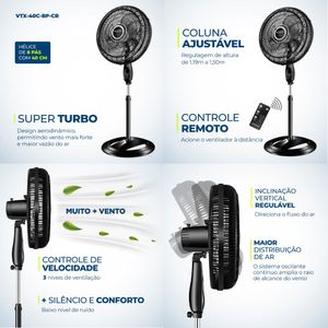 Ventilador Coluna Tur Tech 40cm 220v (Vtx40c8pcr) Mondial
