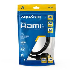 Cabo Hdmi 2.0 3d 19 Pinos 4k 5 Metros Aquario