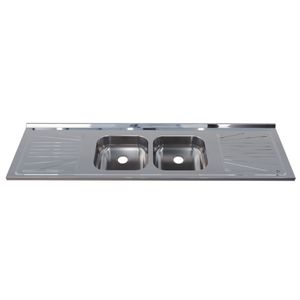 Pia Inox 1.80x52m Com Escorredor Cuba Dupla Fabrinox