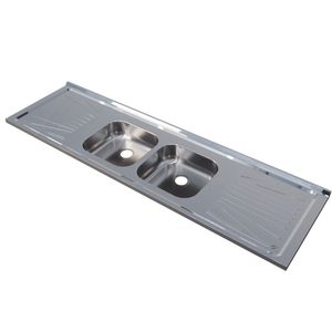 Pia Inox 1.80x52m Com Escorredor Cuba Dupla Fabrinox
