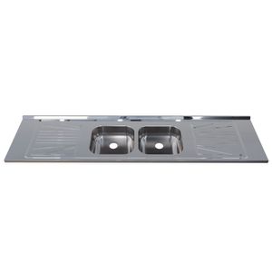 Pia Inox 2.00x52m Com Escorredor Cuba Dupla Fabrinox