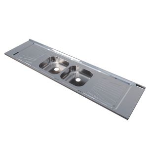 Pia Inox 2.00x52m Com Escorredor Cuba Dupla Fabrinox