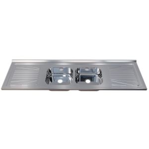 Pia Luxo 1.80x52m Aço 304 Escovado Cuba Dupla Fabrinox