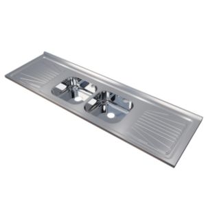 Pia Luxo 1.80x52m Aço 304 Escovado Cuba Dupla Fabrinox