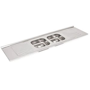 Pia Luxo 2.00x52m Aço 304 Escovado Cuba Dupla Fabrinox