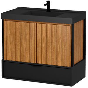 Toucador Antuerpia 80cm Freijo Com Preto Com Tampo Preto Darabas