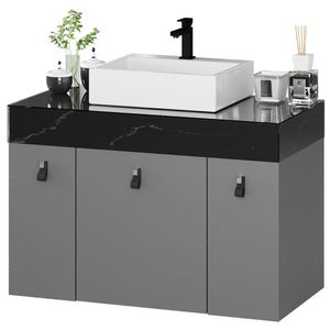 Toucador Niagara 80cm Cinza Com Preto Darabas
