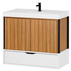 Toucador Antuerpia 80cm Freijo Com Branco Com Tampo Branco Darabas