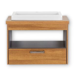 Conjunto Zurique 61cm Com Cuba Elegance Cor Freijo Com Cinza Corso