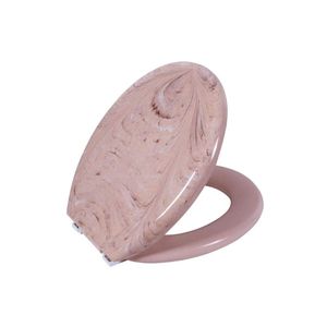 Assento Sanitário Oval Almofadado Marmorizado Rosa Astra