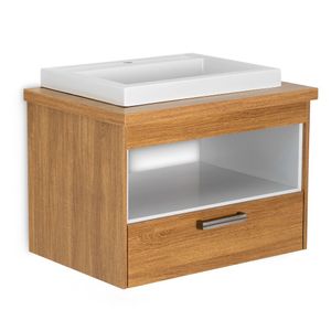 Conjunto Zurique 61cm Com Cuba Elegance Cor Freijo Com Branco Corso