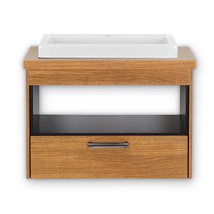 Conjunto Zurique 61cm Com Cuba Elegance Cor Freijo Com Preto Corso