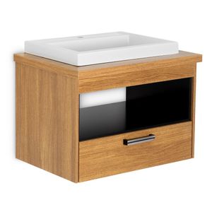Conjunto Zurique 61cm Com Cuba Elegance Cor Freijo Com Preto Corso