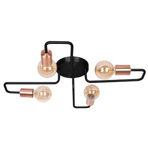 Plafon Tanger Preto Cobre 4 Lâmpadas Kin Light