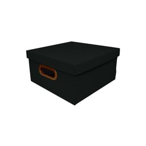 Caixa Organizadora Linho Média Preta 30x30x15cm Dello