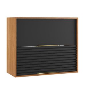 Armario Aéreo Cozinha Basculante Aquário 68x35x80 Preto/Freijó Darabas