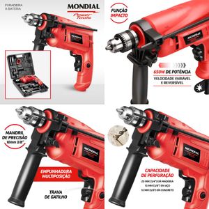 Furadeira Impacto Com Maleta 650w 220v (Nffi-07m) Mondial