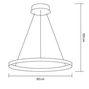 Pendente Led Majestic 60cm 30w 6500k Preto 1 Aro Viena Luz